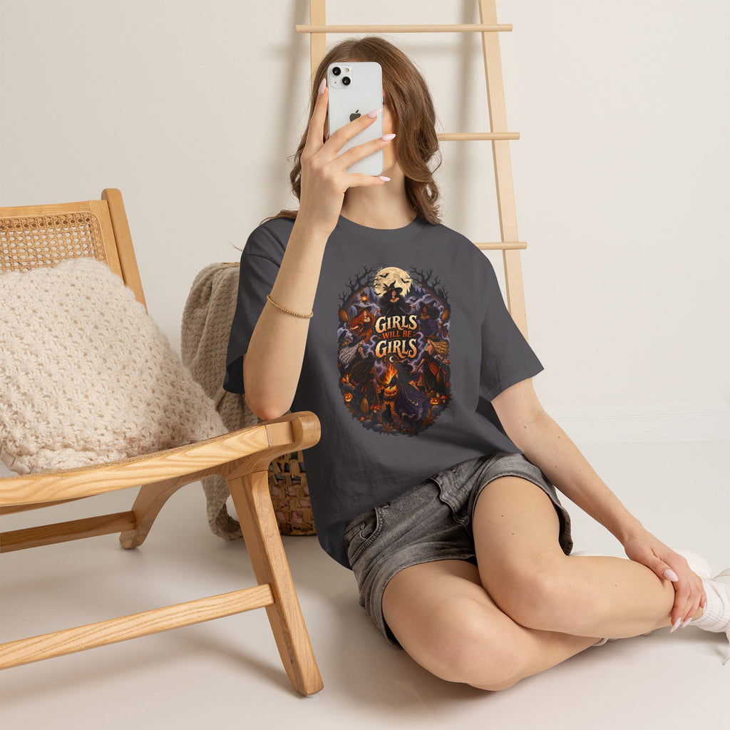Girls Will Be Girls T-Shirt — Witchy Campfire Illustration Tee