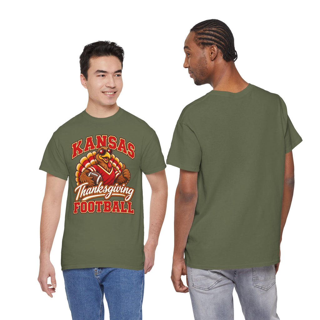 Kansas Thanksgiving Football T‑Shirt — Turkey Mascot Holiday Game Tee