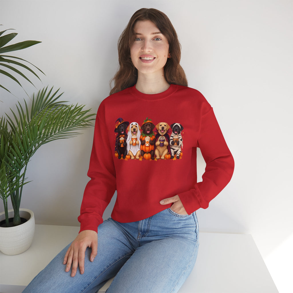 Halloween Dogs Crewneck Sweatshirt — Cute Puppies in Costumes Fall Pullover