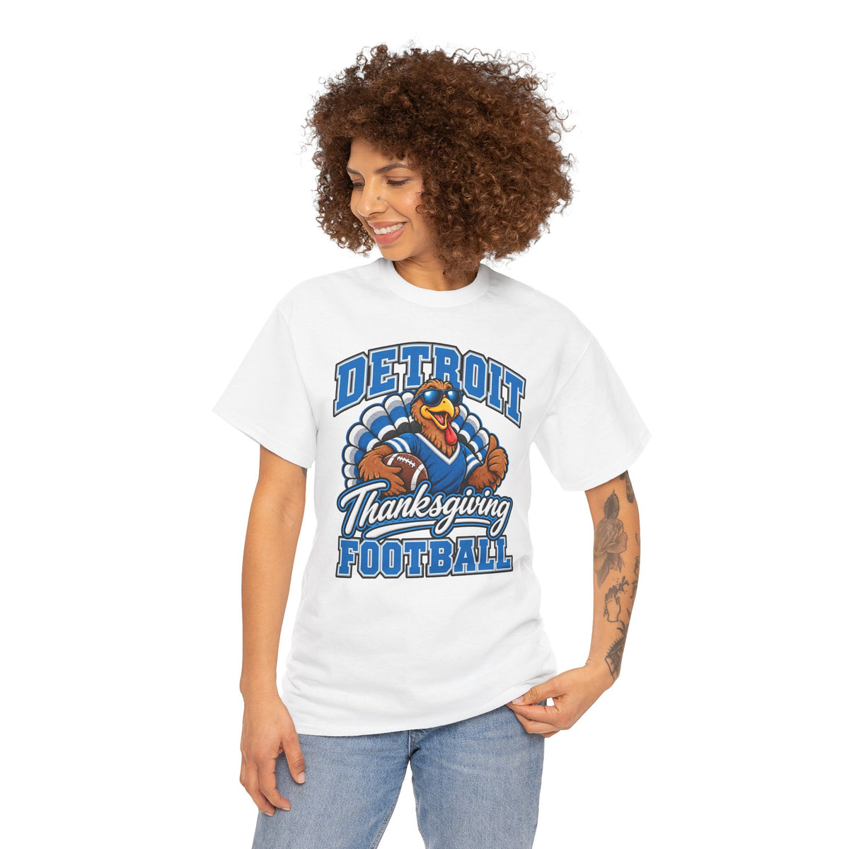 Detroit Thanksgiving Football Tee — Turkey Mascot Game Day Shirt