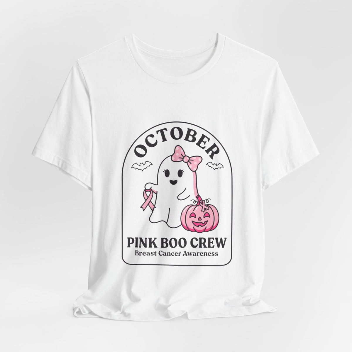 October Pink Boo Crew Tee — Breast Cancer Awareness Ghost T-Shirt