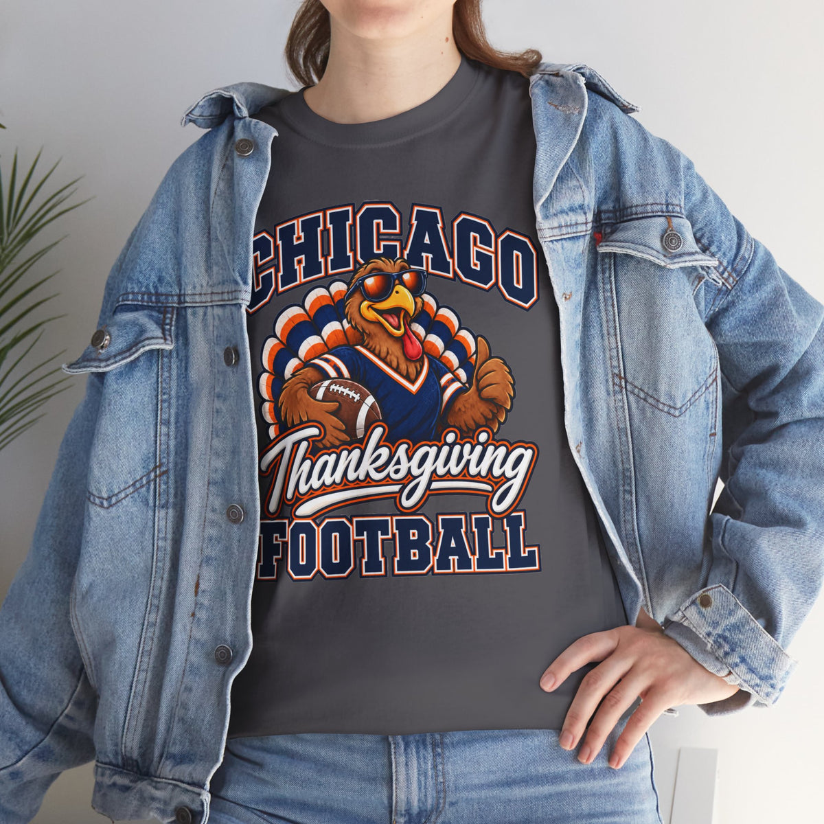 Chicago Thanksgiving Football T-Shirt — Turkey Mascot Game Day Tee