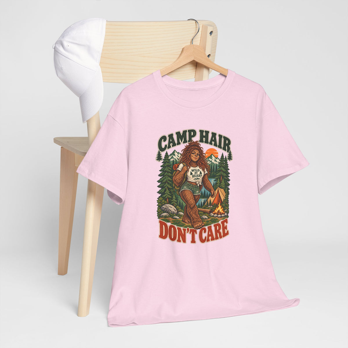 Camp Hair Don't Care T-Shirt — Retro Camping Graphic Tee