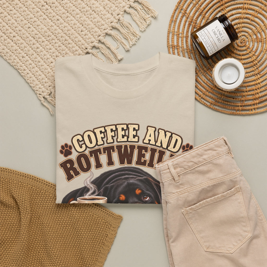 Coffee and Rottweiler Tee — "Coffee and Rottweiler Make Me Happy" Dog Lover Shirt