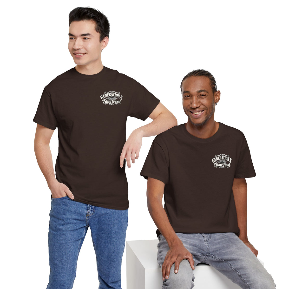 Generation X T‑Shirt — 'Stay Feral' Vintage Whiskey Label Tee (Born 1965–1980)