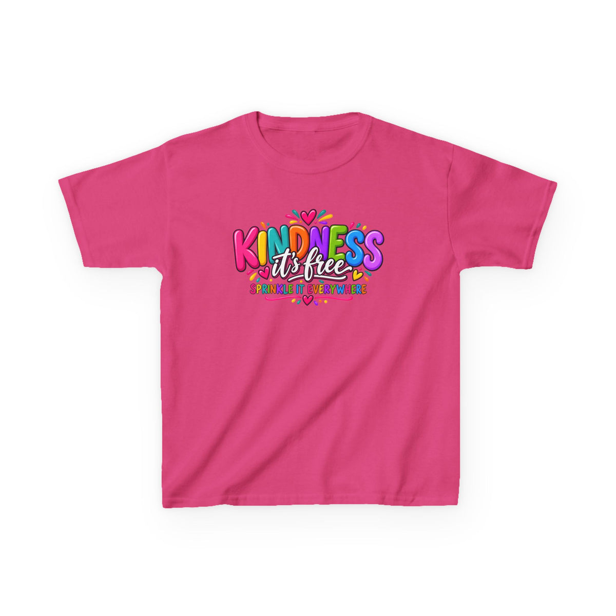 Kids Tee — "Kindness Is Free" Colorful Rainbow Graphic