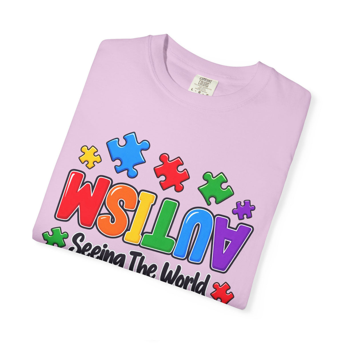 Autism Awareness T-Shirt — "Seeing the World From a Different Angle" Puzzle Design