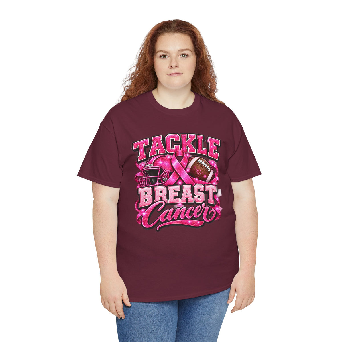 T-Shirt — "Tackle Breast Cancer" Pink Football Awareness Tee