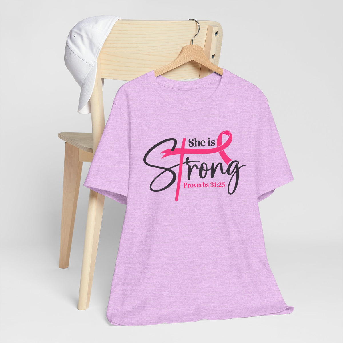She Is Strong Breast Cancer Awareness Tee — "She is Strong" Proverbs 31:25
