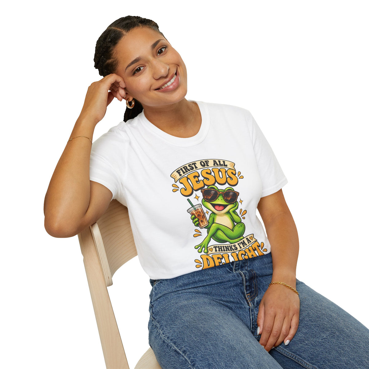 Jesus Frog T-Shirt — "First of All Jesus" Cute Frog Christian Tee