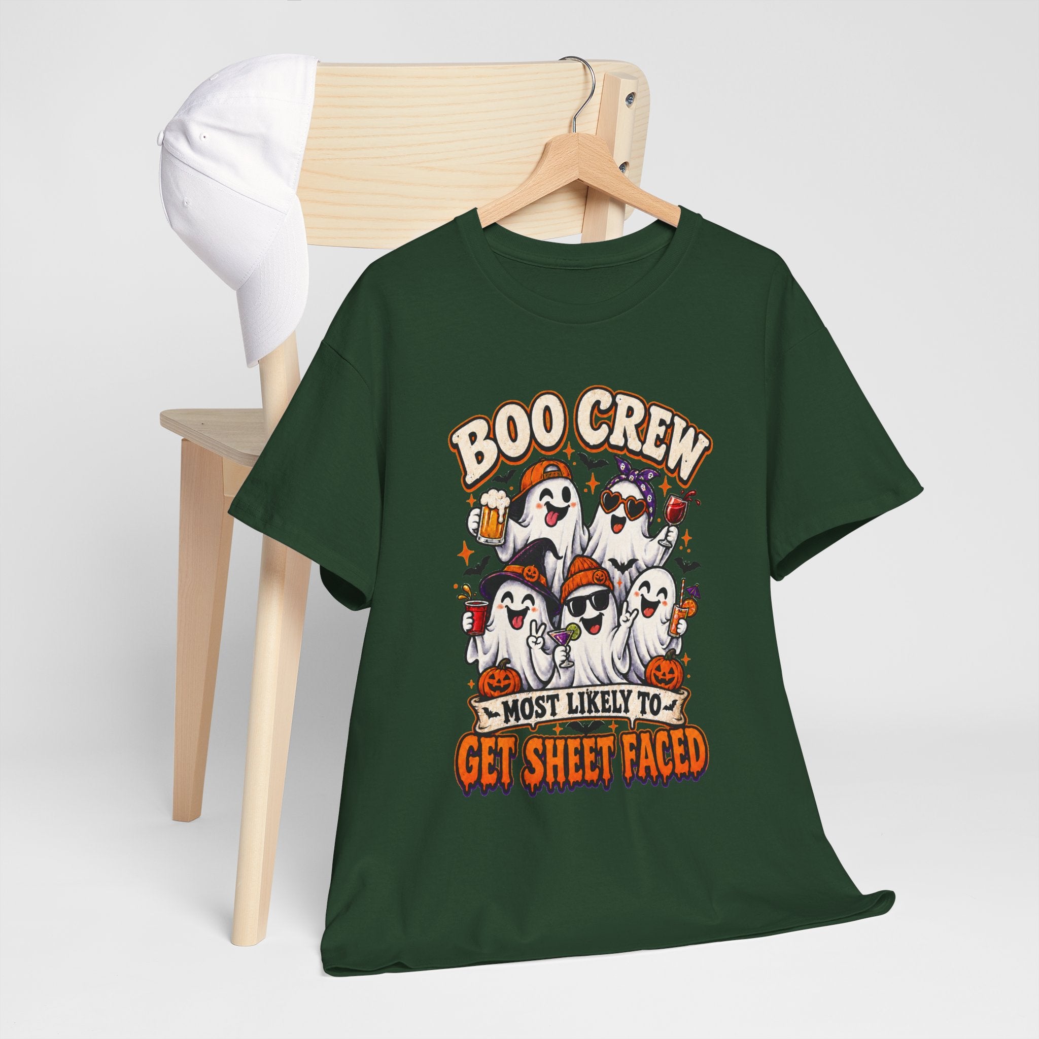 Boo Crew Halloween T-Shirt — “Most Likely to Get Sheet Faced” Funny Ghost Party Tee