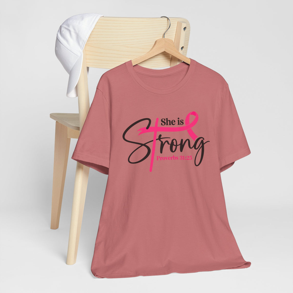 She Is Strong Breast Cancer Awareness Tee — "She is Strong" Proverbs 31:25