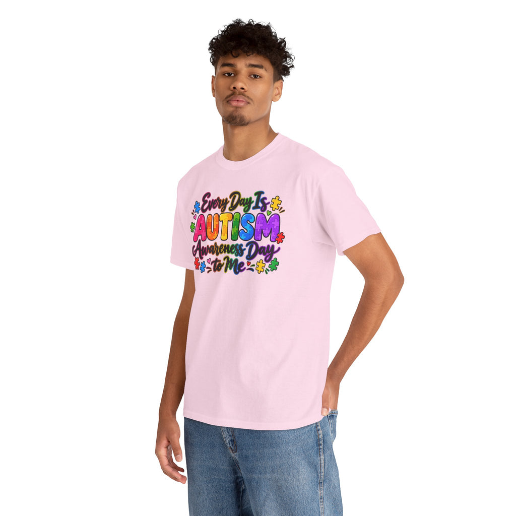 Autism Awareness T-Shirt — "Every Day Is Autism Awareness Day to Me" Colorful Puzzle Tee