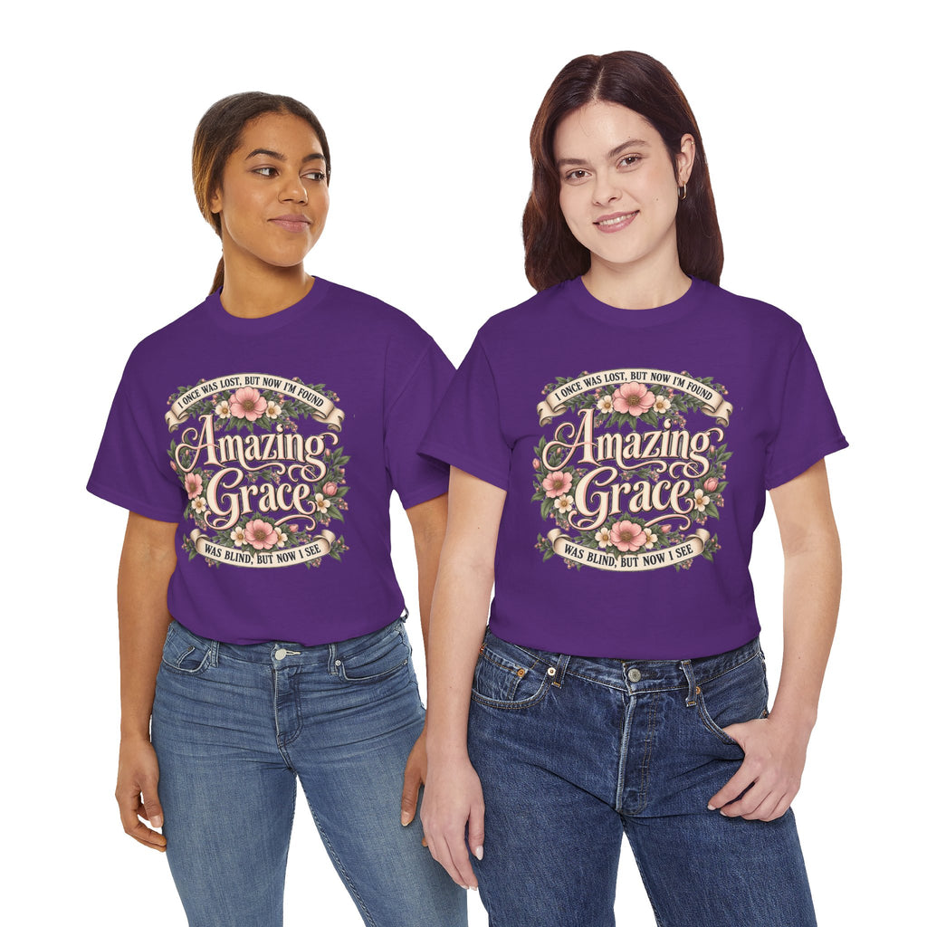 Amazing Grace Floral T-Shirt — Vintage Christian Faith Tee