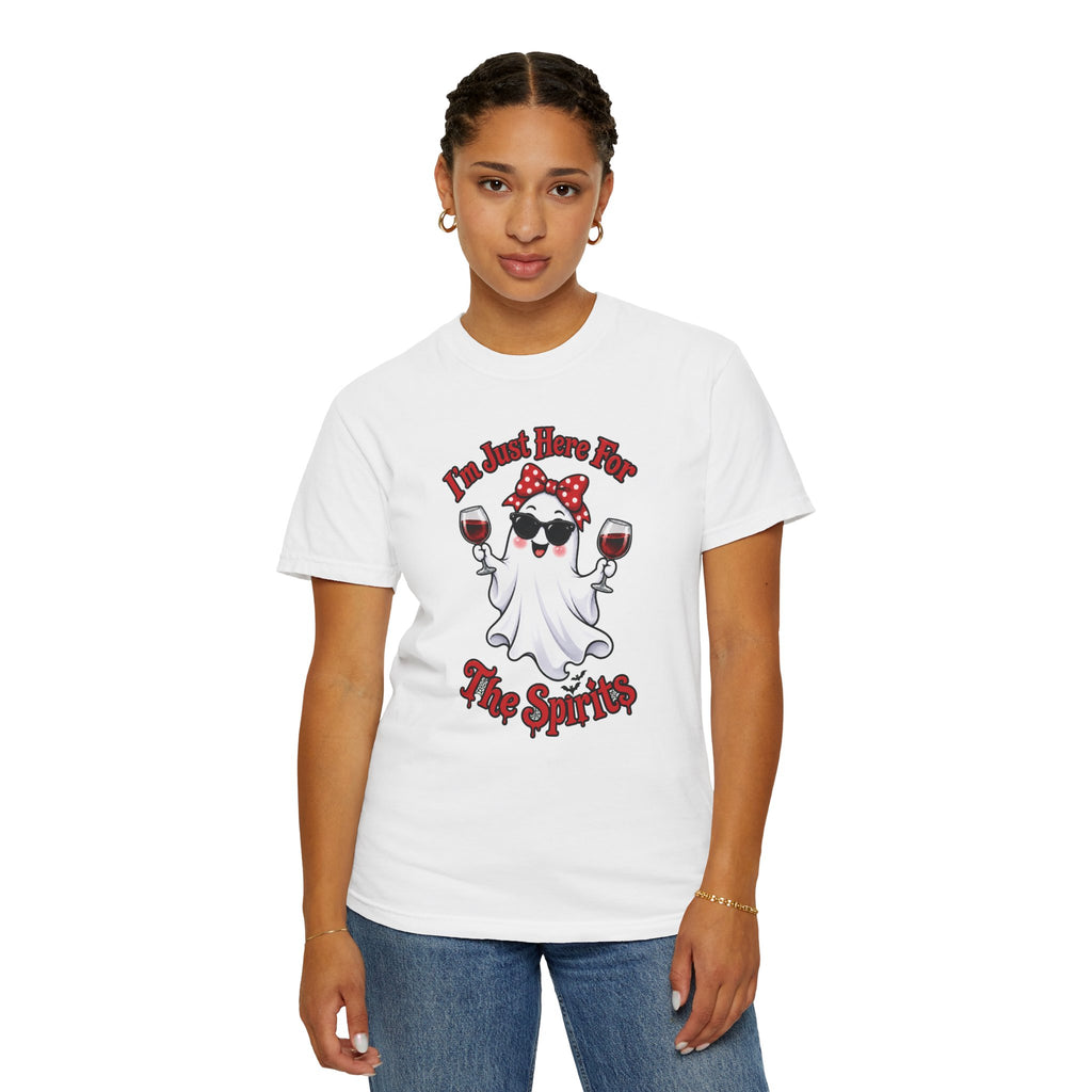 Wine Ghost T-Shirt — "I'm Just Here For The Spirits" Halloween Tee