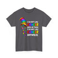Cancer Awareness T-Shirt — “I Do Not Like Cancer Here or There” Rainbow Ribbon Tee