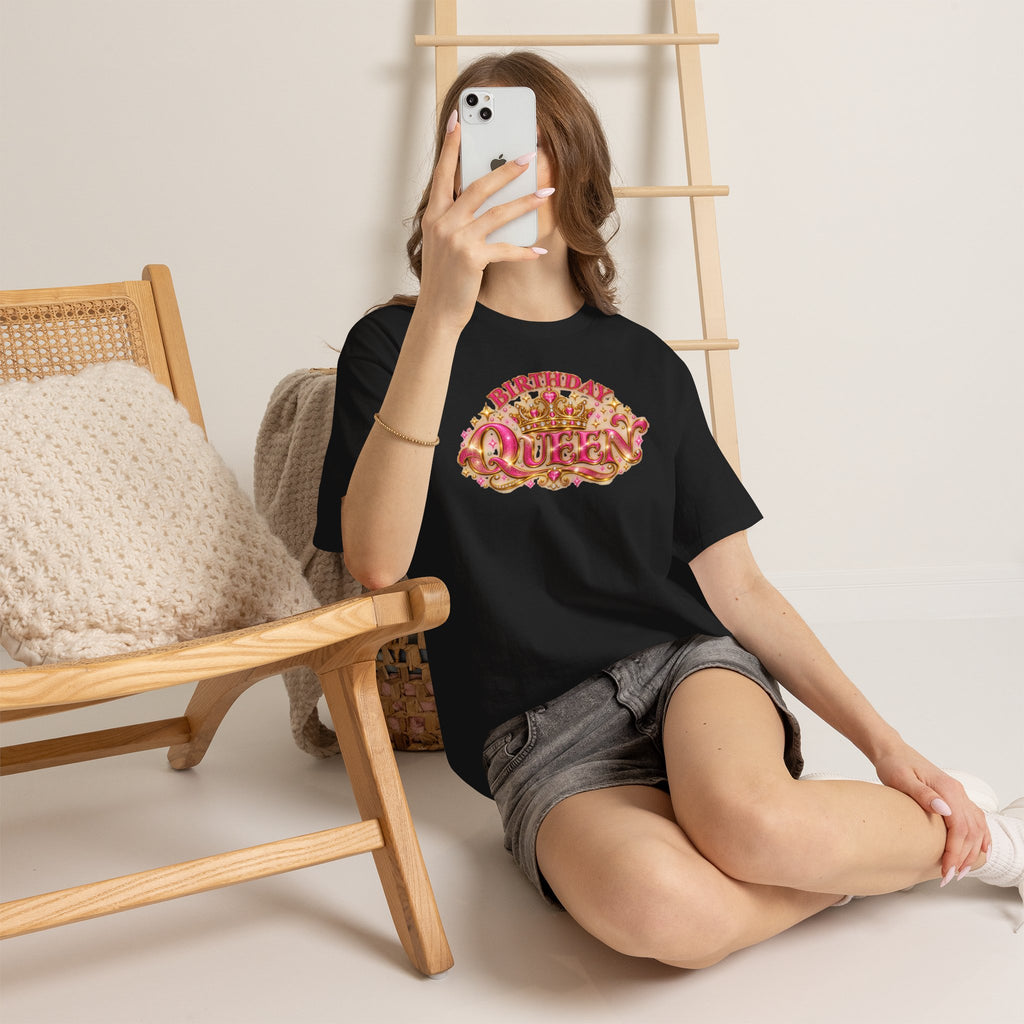 Birthday Queen Graphic T-Shirt | Pink & Gold Crown