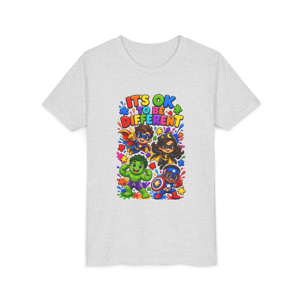 Kids T-Shirt — "It's OK to Be Different" Colorful Superhero Diversity Tee