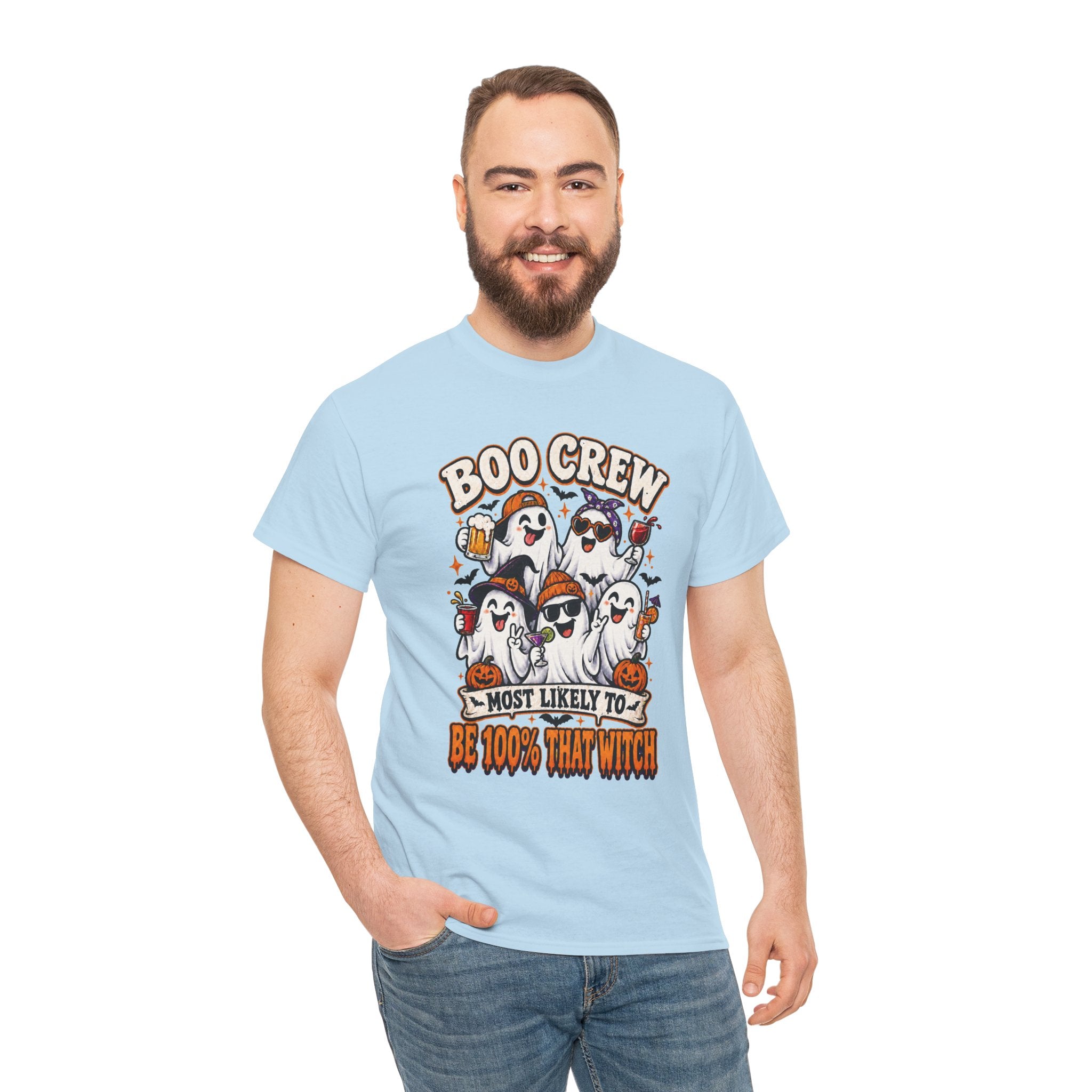 Boo Crew Halloween T-Shirt – "Most Likely To Be 100% That Witch" Ghosts Tee