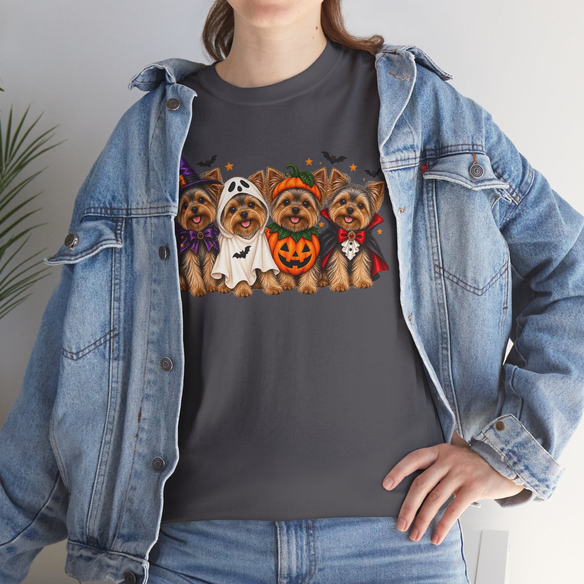 Halloween Yorkie T-Shirt — Cute Yorkies in Costumes (Pumpkin, Ghost, Witch, Vampire)