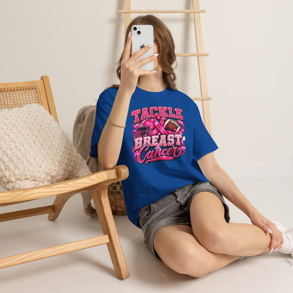 T-Shirt — "Tackle Breast Cancer" Pink Football Awareness Tee