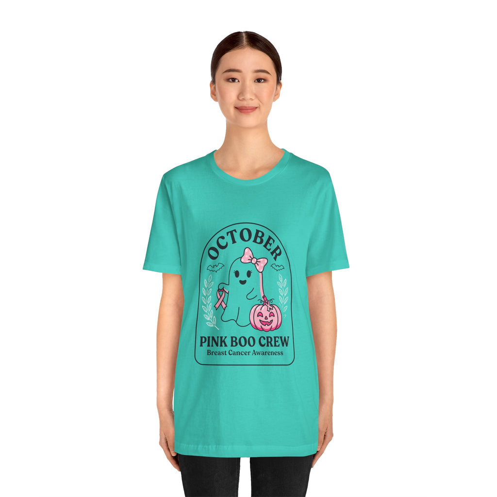 October Pink Boo Crew Tee — Breast Cancer Awareness Ghost T-Shirt