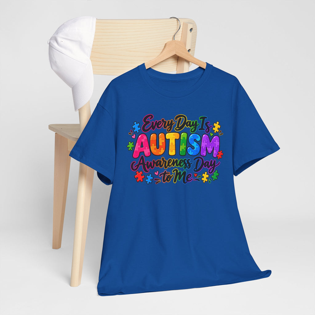 Autism Awareness T-Shirt — "Every Day Is Autism Awareness Day to Me" Colorful Puzzle Tee