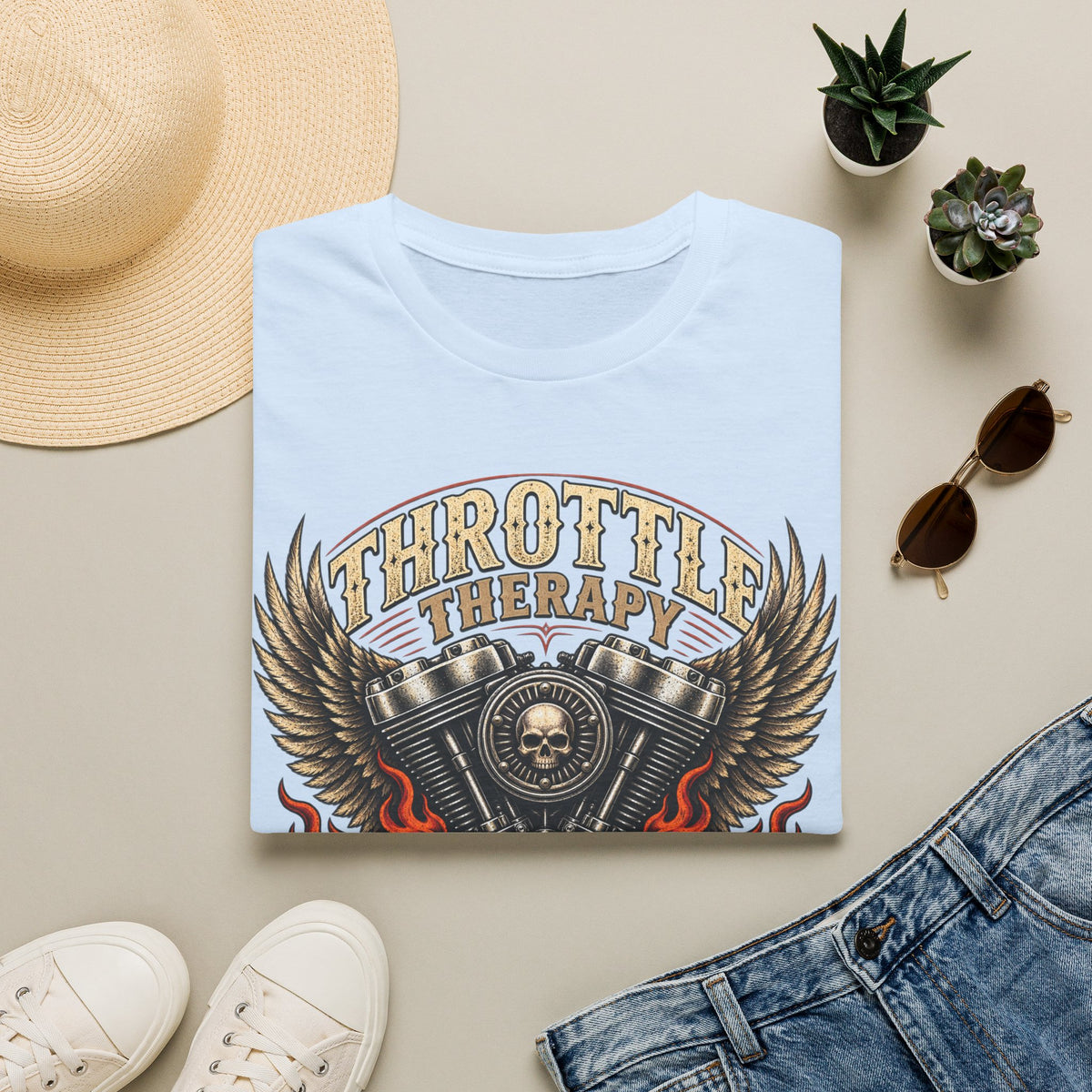 Throttle Therapy Motorcycle T‑Shirt — Fueled by Freedom Riding Tee