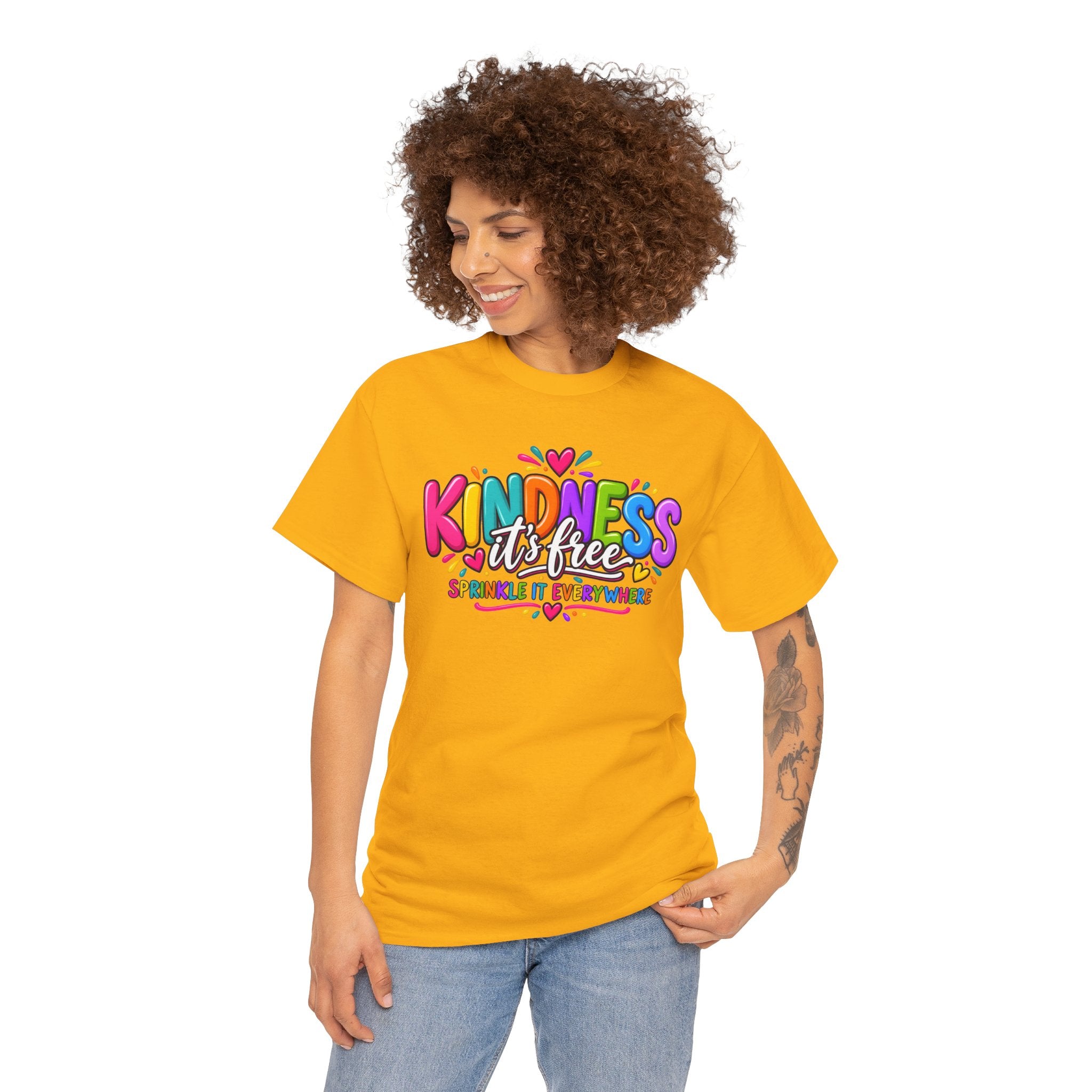 Kindness Is Free Rainbow Tee — Cute Positive Message T-Shirt