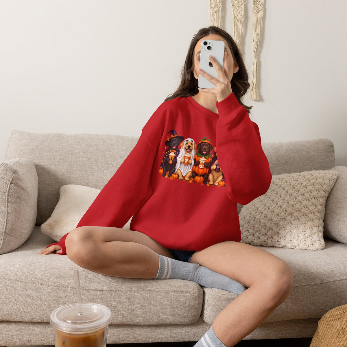 Halloween Dogs Crewneck Sweatshirt — Cute Puppies in Costumes Fall Pullover