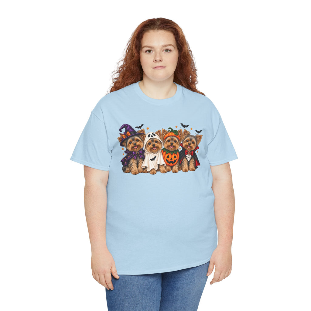 Halloween Yorkie T-Shirt — Cute Yorkies in Costumes (Pumpkin, Ghost, Witch, Vampire)