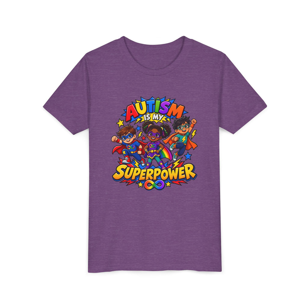 Youth Tee — "Autism Is My Superpower" Colorful Superhero Kids Shirt