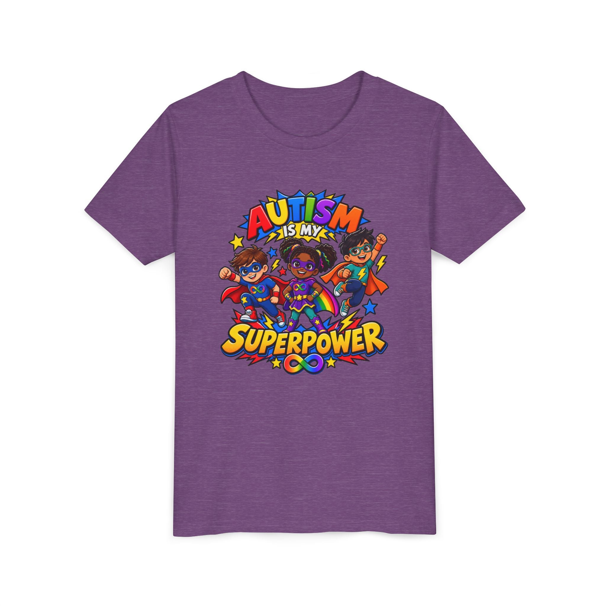 Youth Tee — "Autism Is My Superpower" Colorful Superhero Kids Shirt