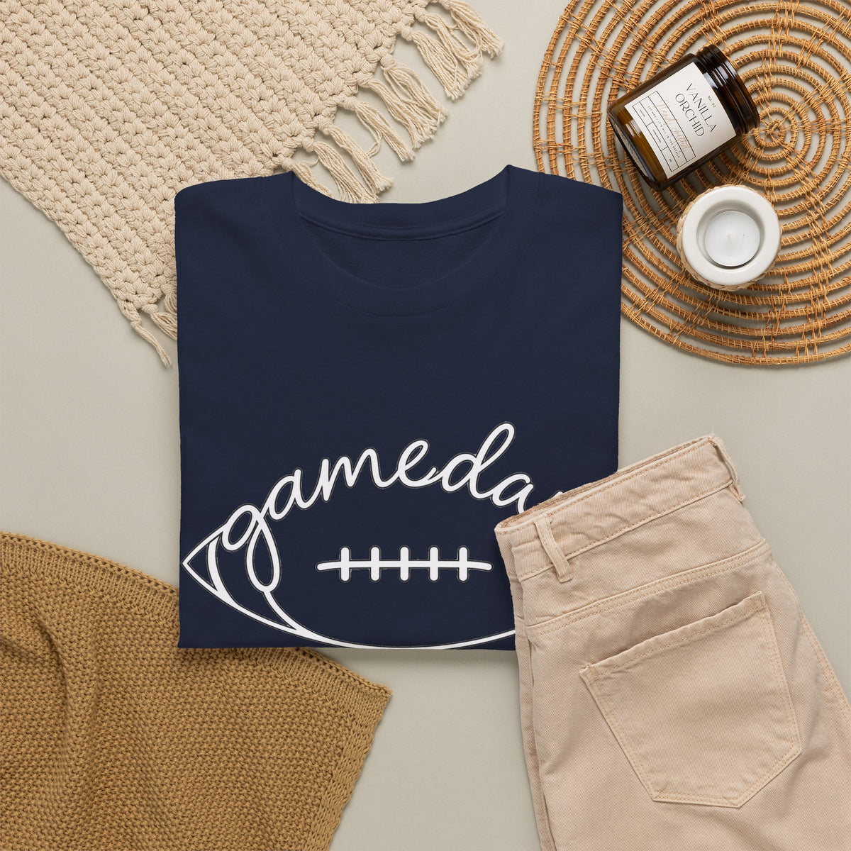 Gameday Football Tee — 'gameday' Script Football Graphic T-Shirt