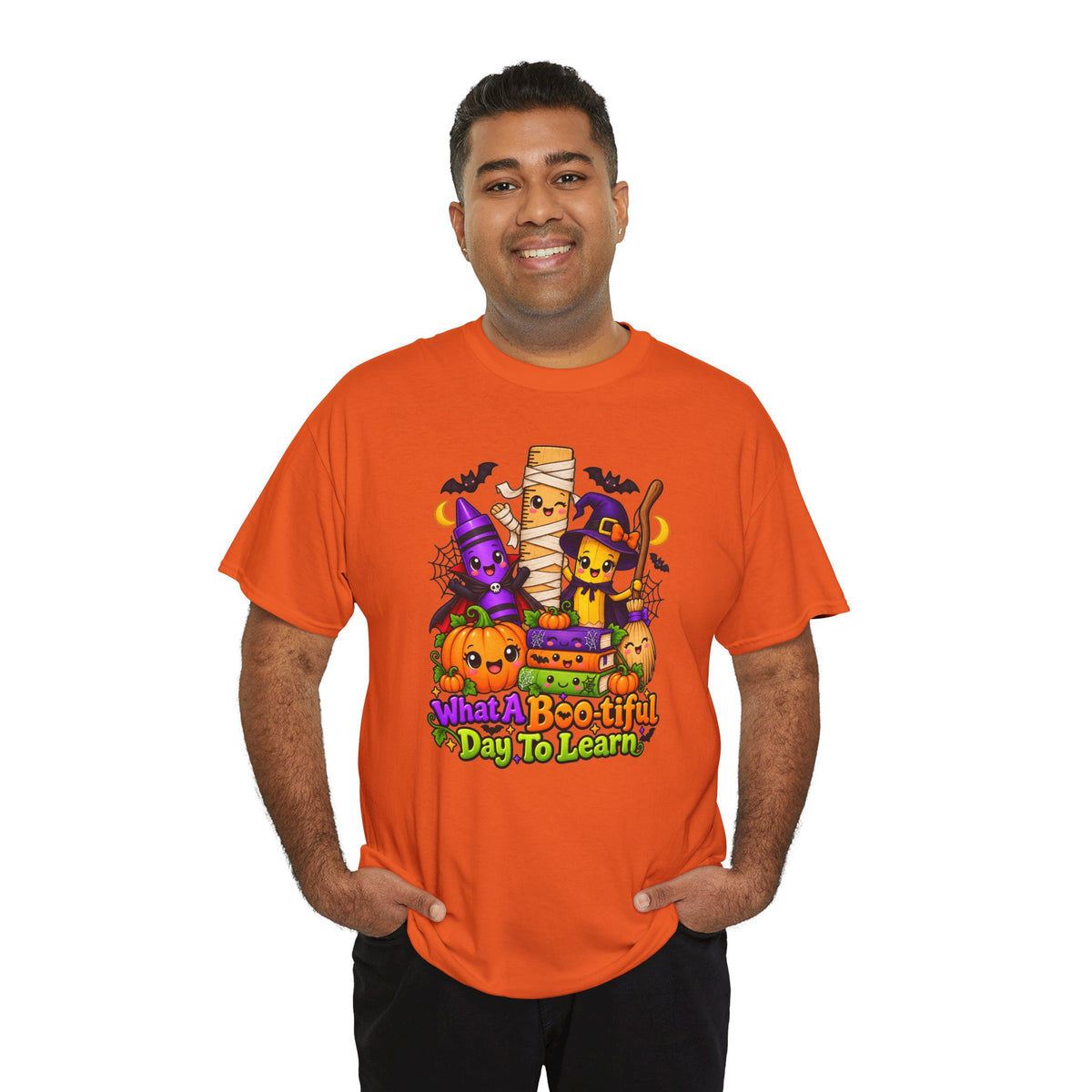Halloween Teacher Tee — "What A Boo-tiful Day To Learn" Kids' Classroom Shirt