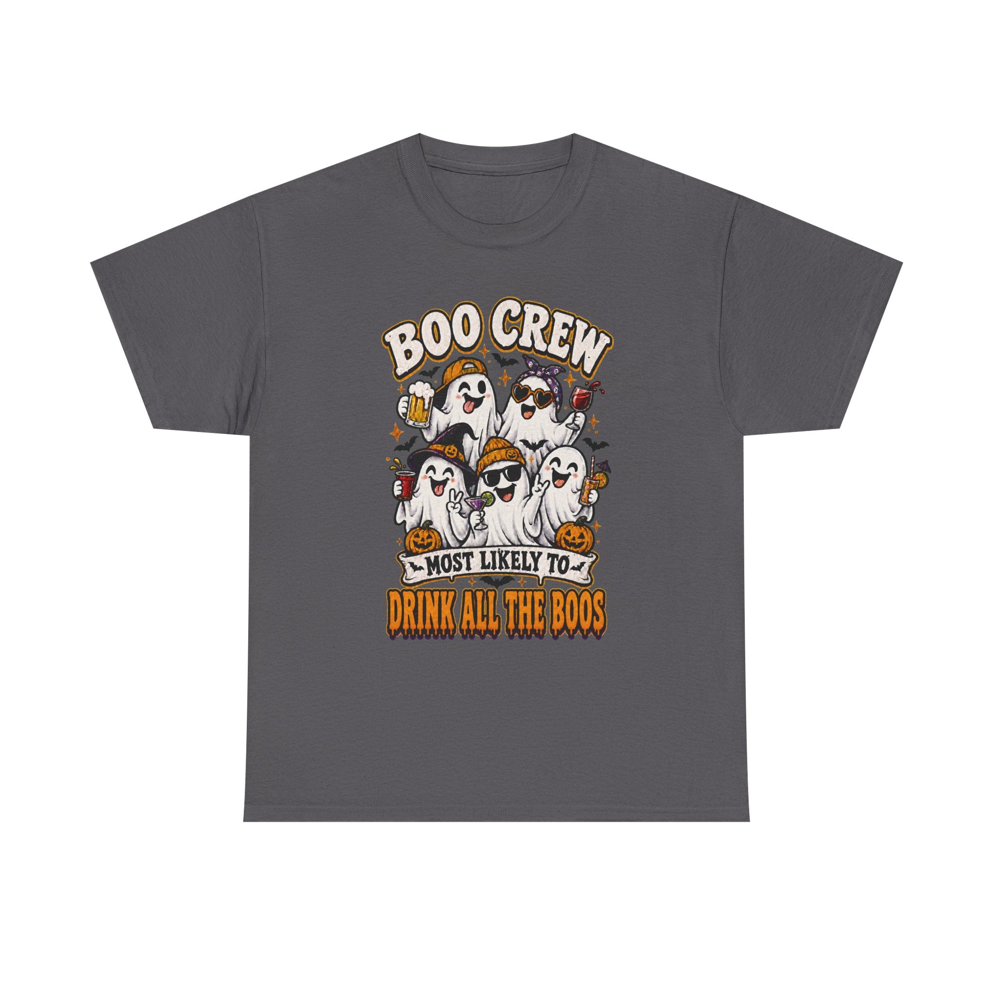 Boo Crew Halloween Tee — “Most Likely To Drink All The Boos” Ghost Party Shirt