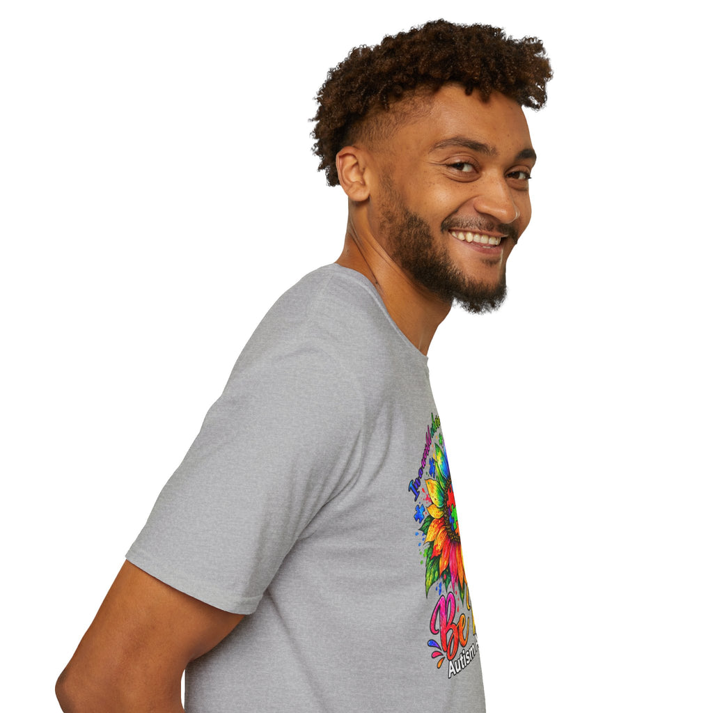 Autism Awareness Sunflower T-Shirt — 'Be Kind' Rainbow Puzzle Design