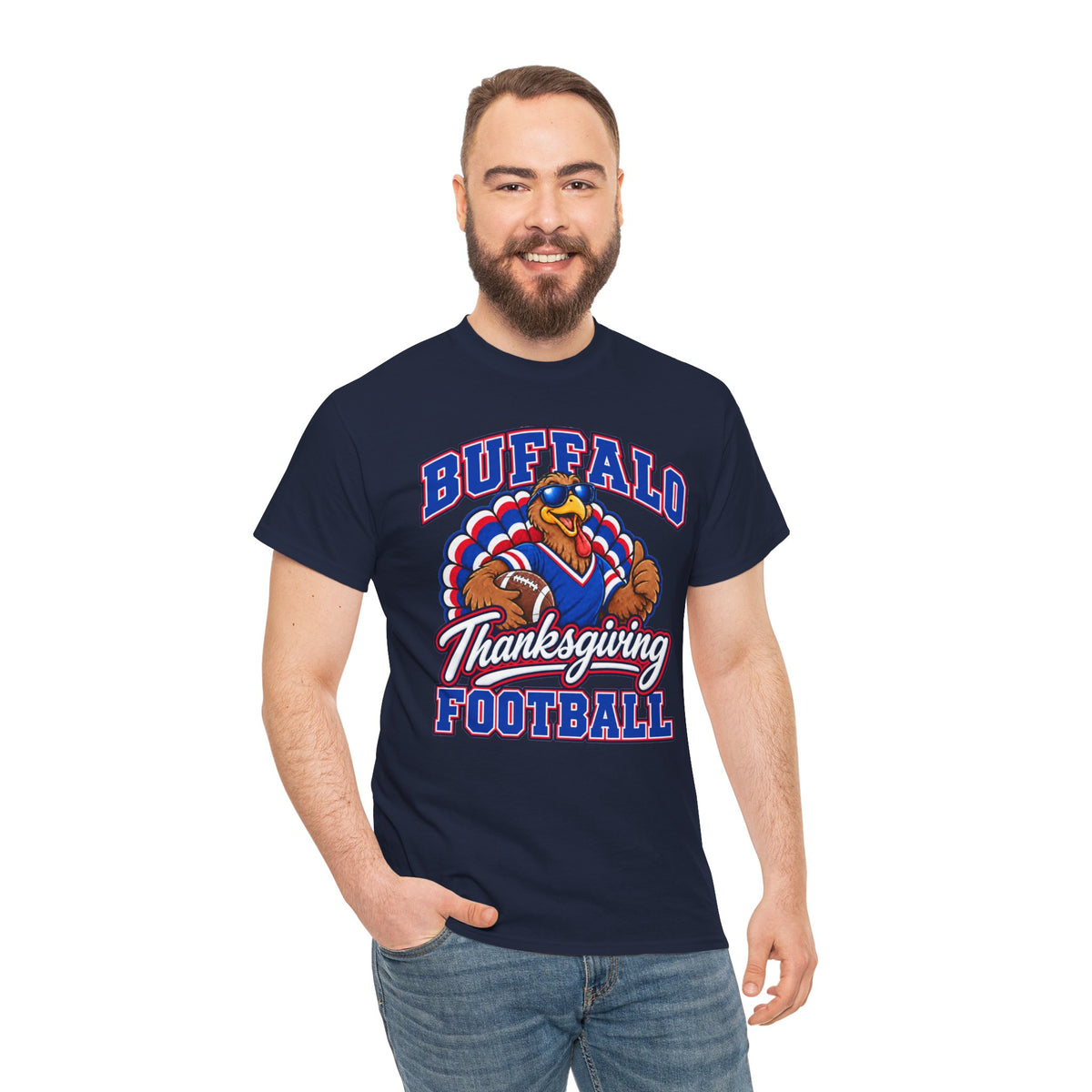 Buffalo Thanksgiving Football T-Shirt — Turkey Mascot Game Day Tee