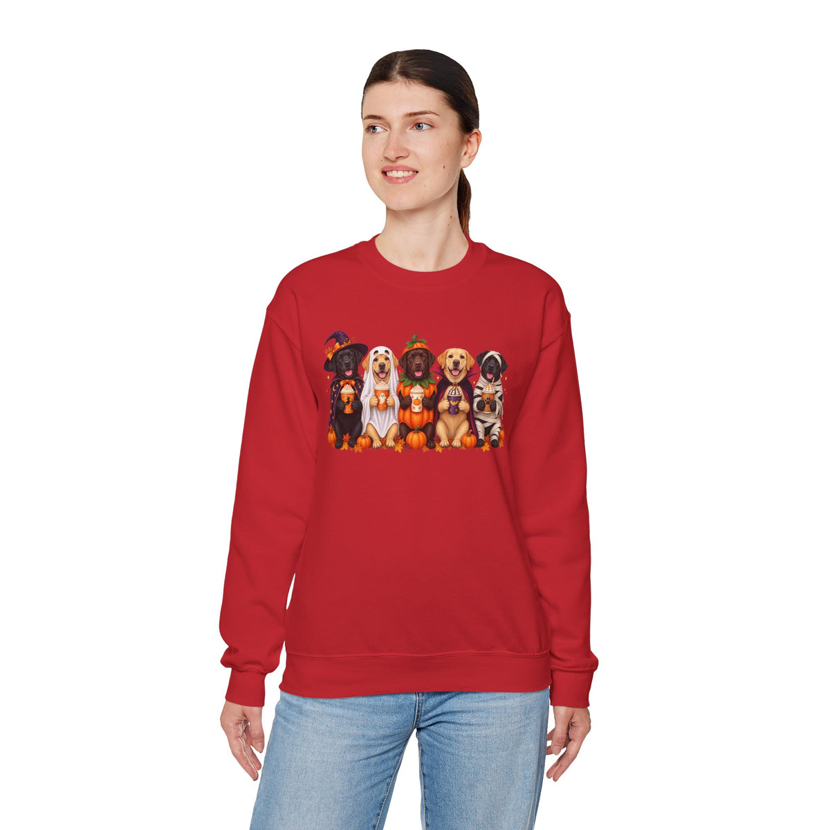 Halloween Dogs Crewneck Sweatshirt — Cute Puppies in Costumes Fall Pullover
