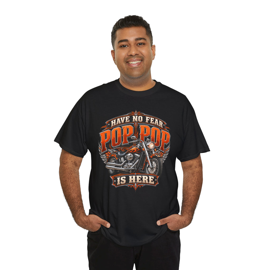 Pop Pop Is Here Motorcycle Dad T-Shirt