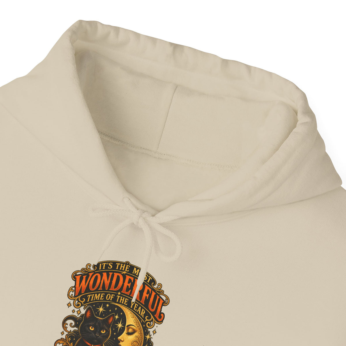 Halloween Black Cat Moon Hoodie – Vintage Pumpkin & Crescent Moon Fall Sweatshirt