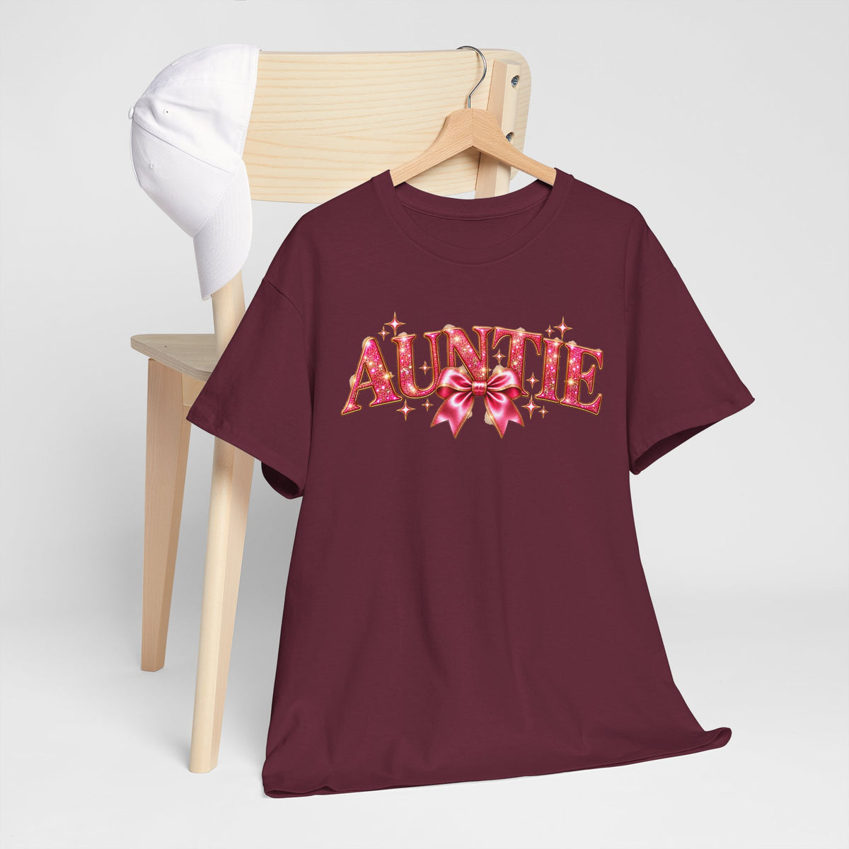 Auntie Graphic T-Shirt | Pink Bow Design
