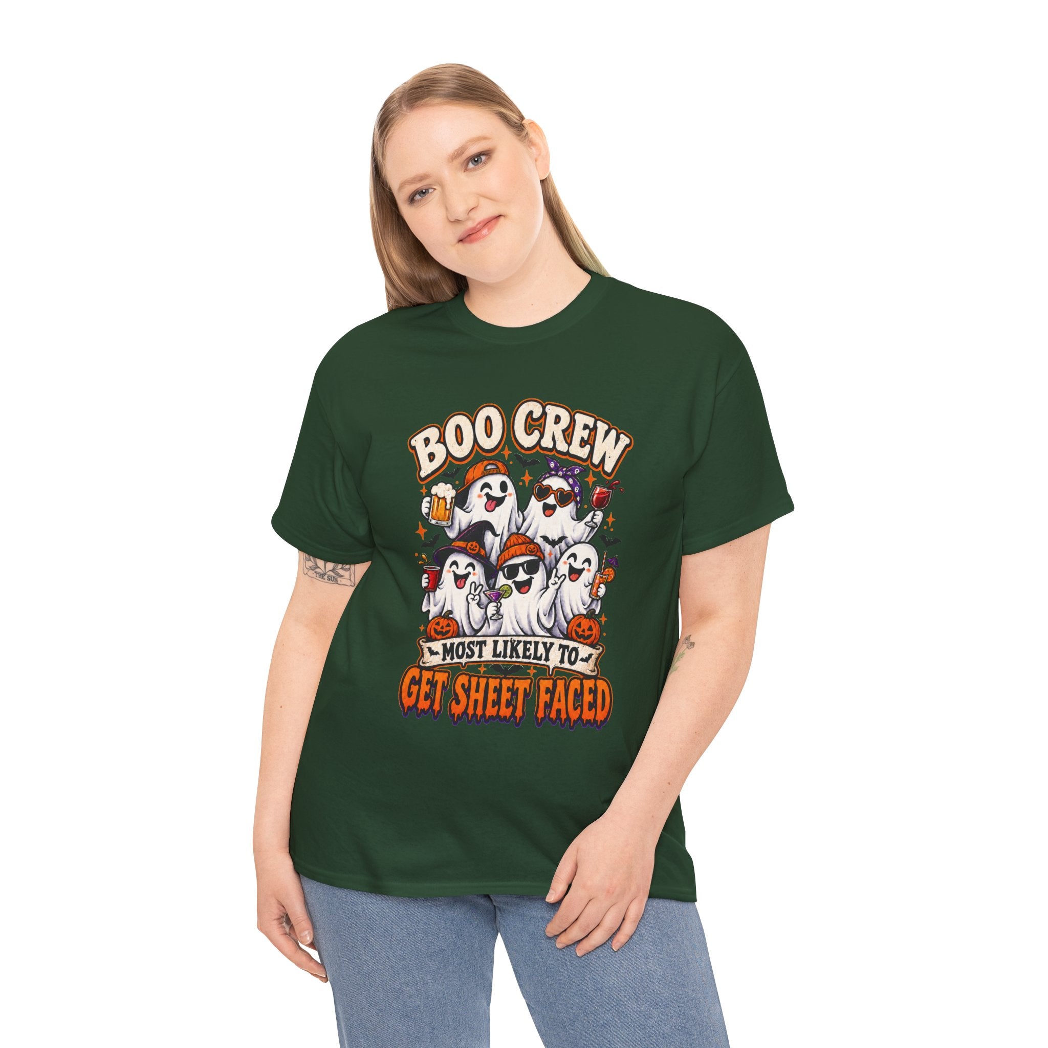 Boo Crew Halloween T-Shirt — “Most Likely to Get Sheet Faced” Funny Ghost Party Tee