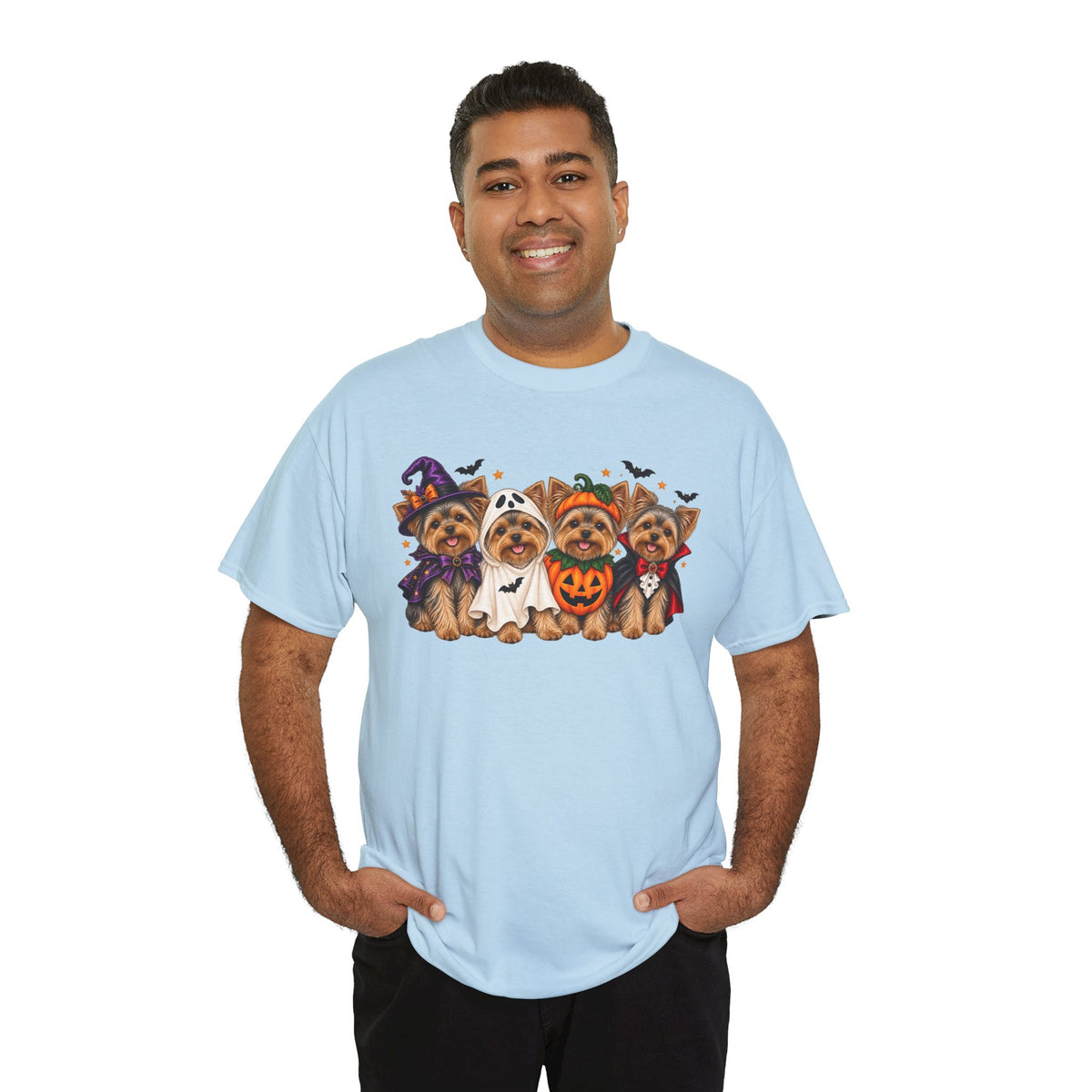 Halloween Yorkie T-Shirt — Cute Yorkies in Costumes (Pumpkin, Ghost, Witch, Vampire)