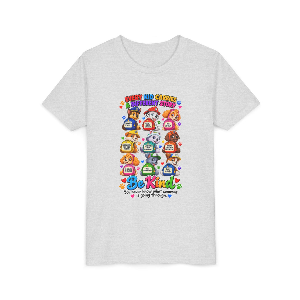 Be Kind Youth Short Sleeve Tee – Colorful Cartoon Character Shirt