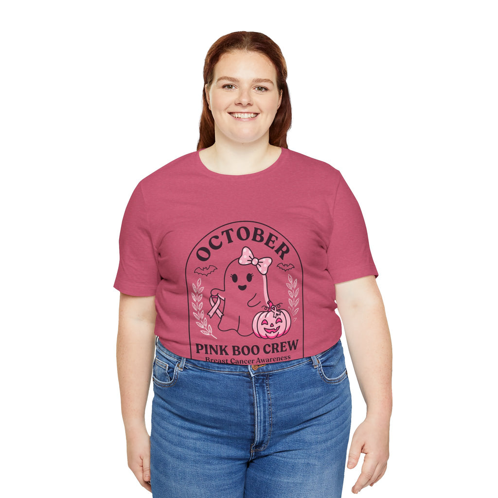 October Pink Boo Crew Tee — Breast Cancer Awareness Ghost T-Shirt