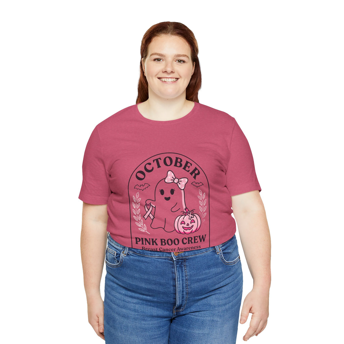 October Pink Boo Crew Tee — Breast Cancer Awareness Ghost T-Shirt