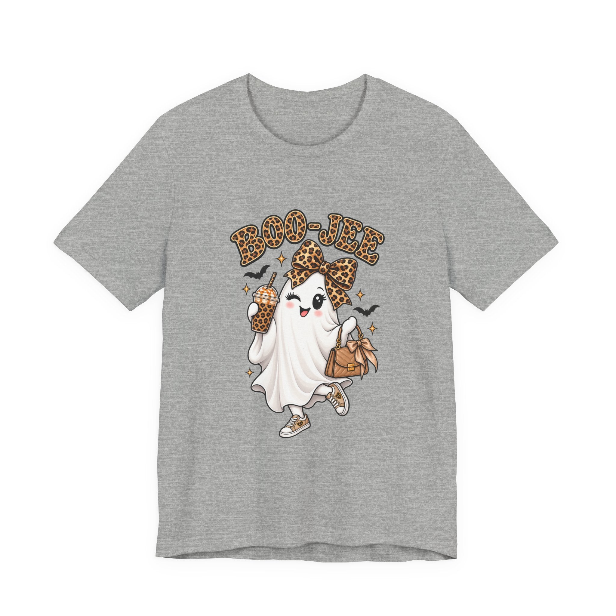 Cute Halloween T-Shirt – Leopard Ghost Graphic Tee | Funny Boo Shirt for Women