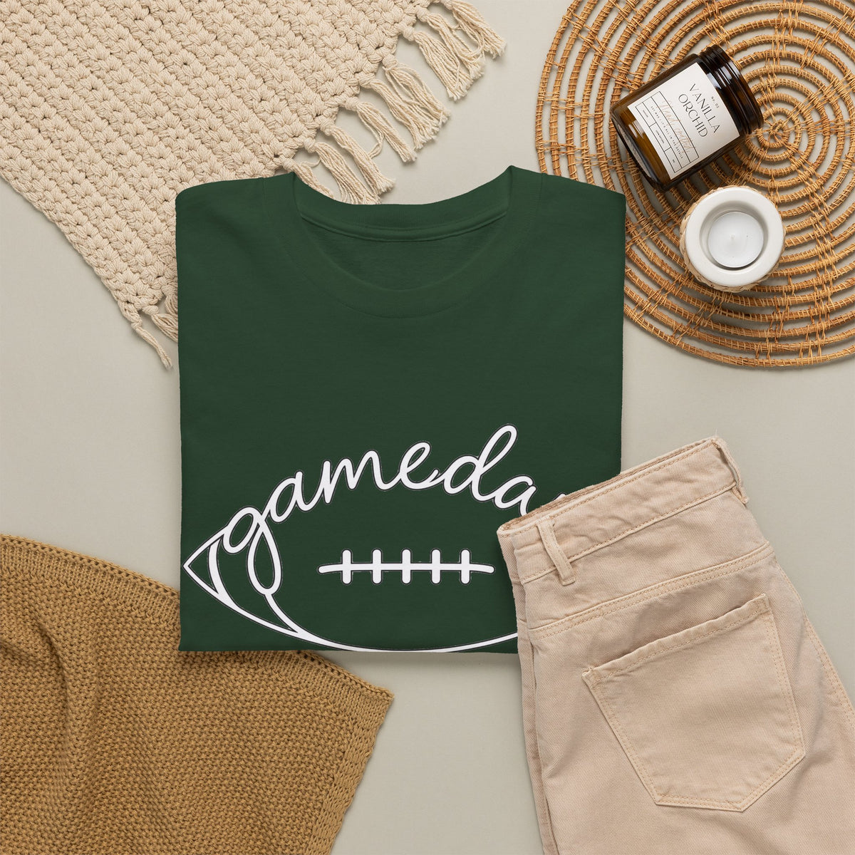 Gameday Football Tee — 'gameday' Script Football Graphic T-Shirt