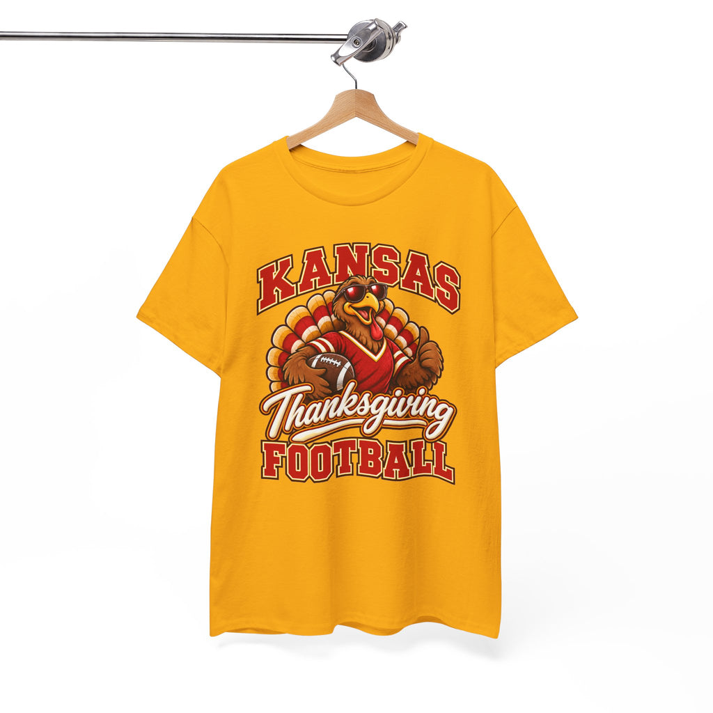 Kansas Thanksgiving Football T‑Shirt — Turkey Mascot Holiday Game Tee